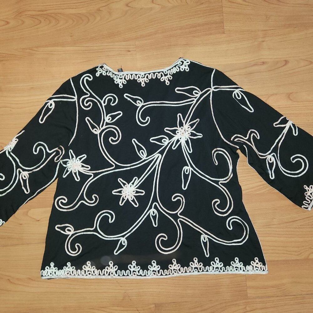 Investments II || Embroidered Black and Silver Dress Top || EUC - Picture 5 of 9